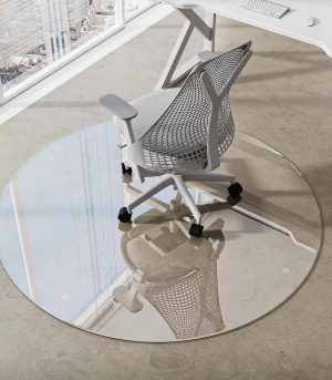 55"x55" Transparent Tempered Glass Chair Mat