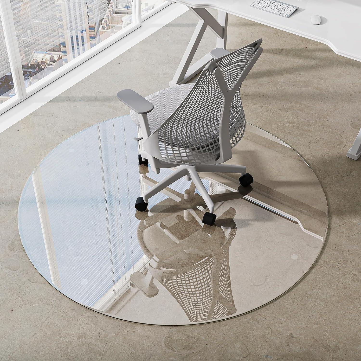 55"x55" Transparent Tempered Glass Chair Mat