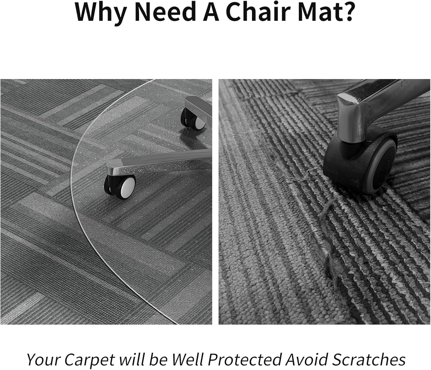 48" Round Clear Chair Mat Carpet Studded - Image 2