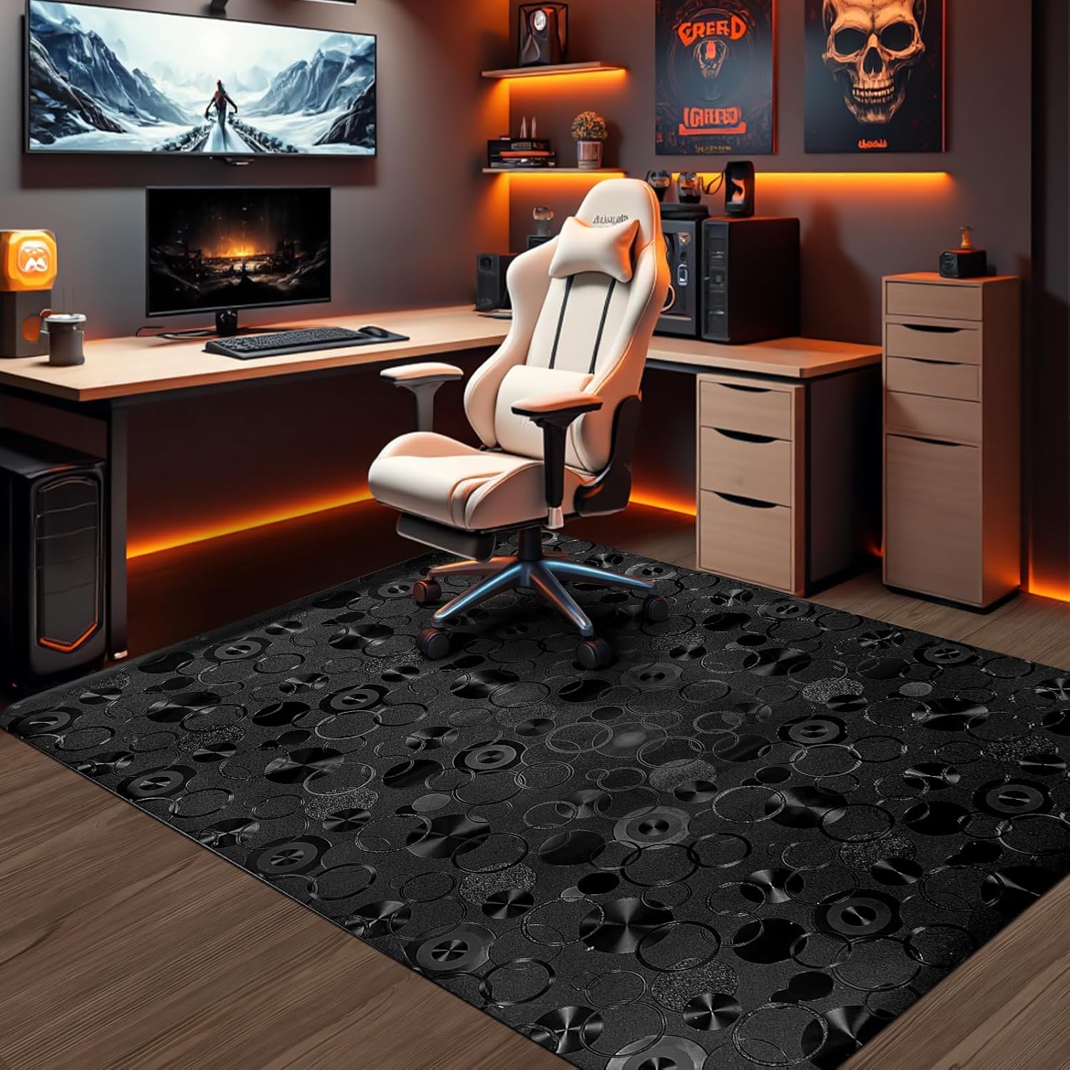 51x63 Black Chair Mat Hardwood Anti-Slip