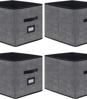 4-Pack Black Fabric Storage Cubes 13x15x13