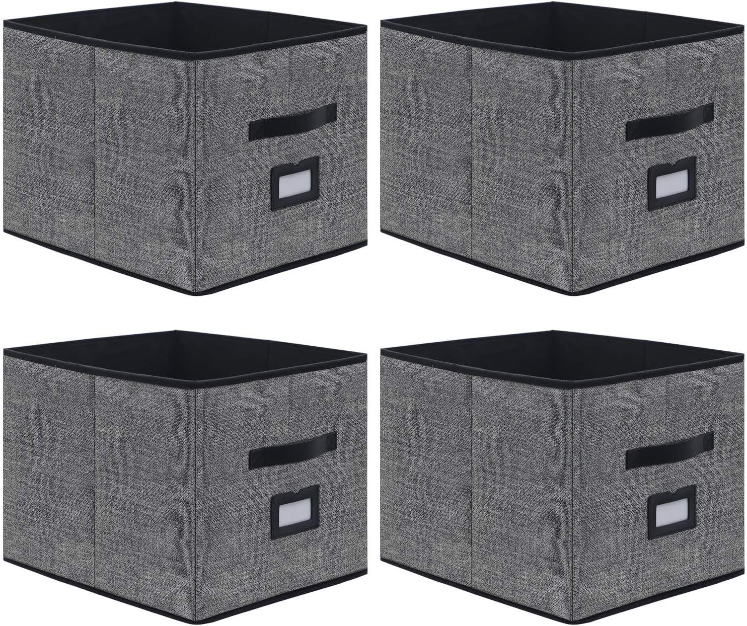 4-Pack Black Fabric Storage Cubes 13x15x13