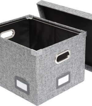 Heather Gray Collapsible File Box with Frame