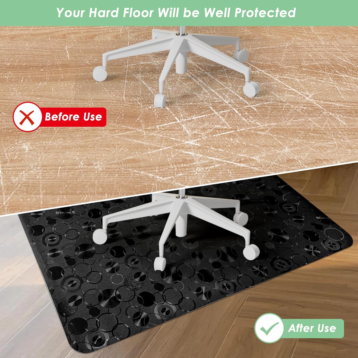 51x63 Black Chair Mat Hardwood Anti-Slip - Image 2