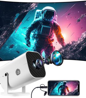 Black White Mini Projector 1080P BT5.3