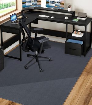 63x51 Dark Grey Fabric Chair Mat Hardwood