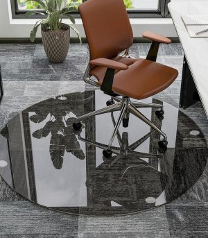 55"x55" Grey Tempered Glass Chair Mat