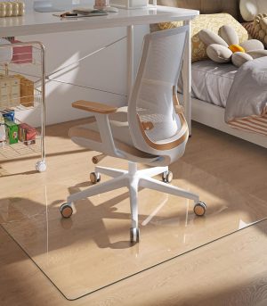 46x36 Clear Tempered Glass Chair Mat Rounded