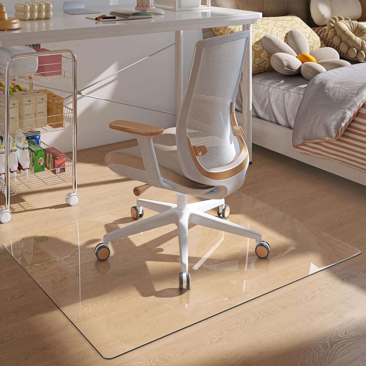 46x36 Clear Tempered Glass Chair Mat Rounded