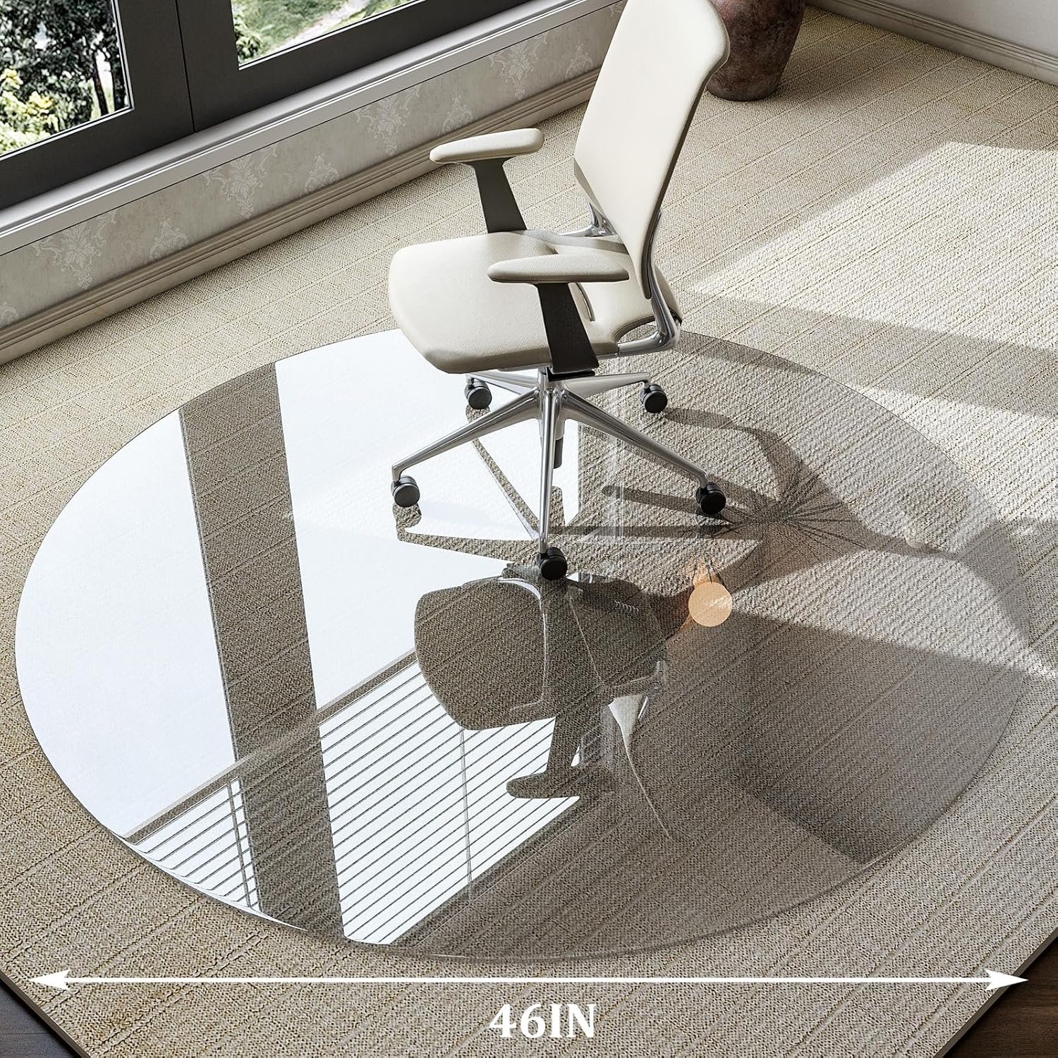 46" Clear Tempered Glass Chair Mat Round - Image 2