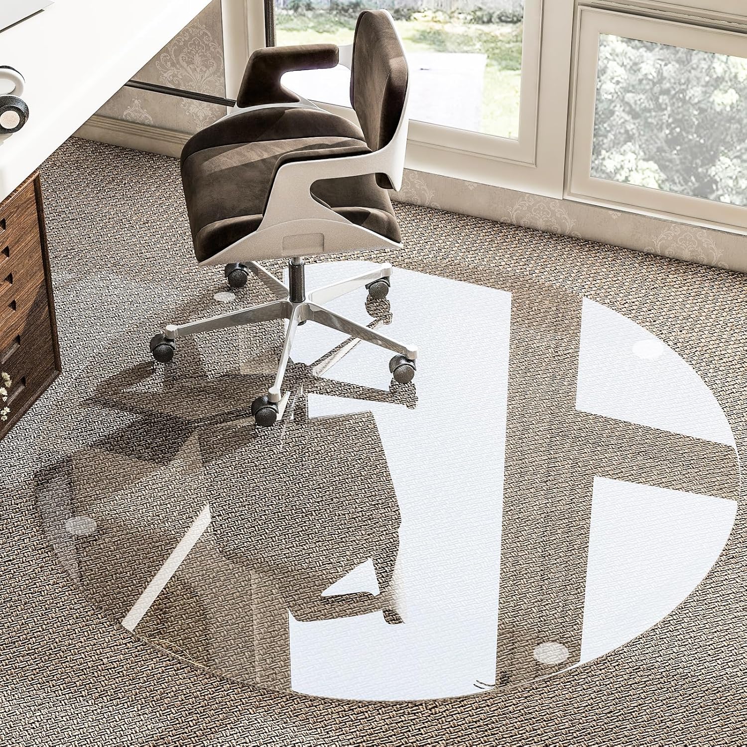 46" Clear Tempered Glass Chair Mat Round