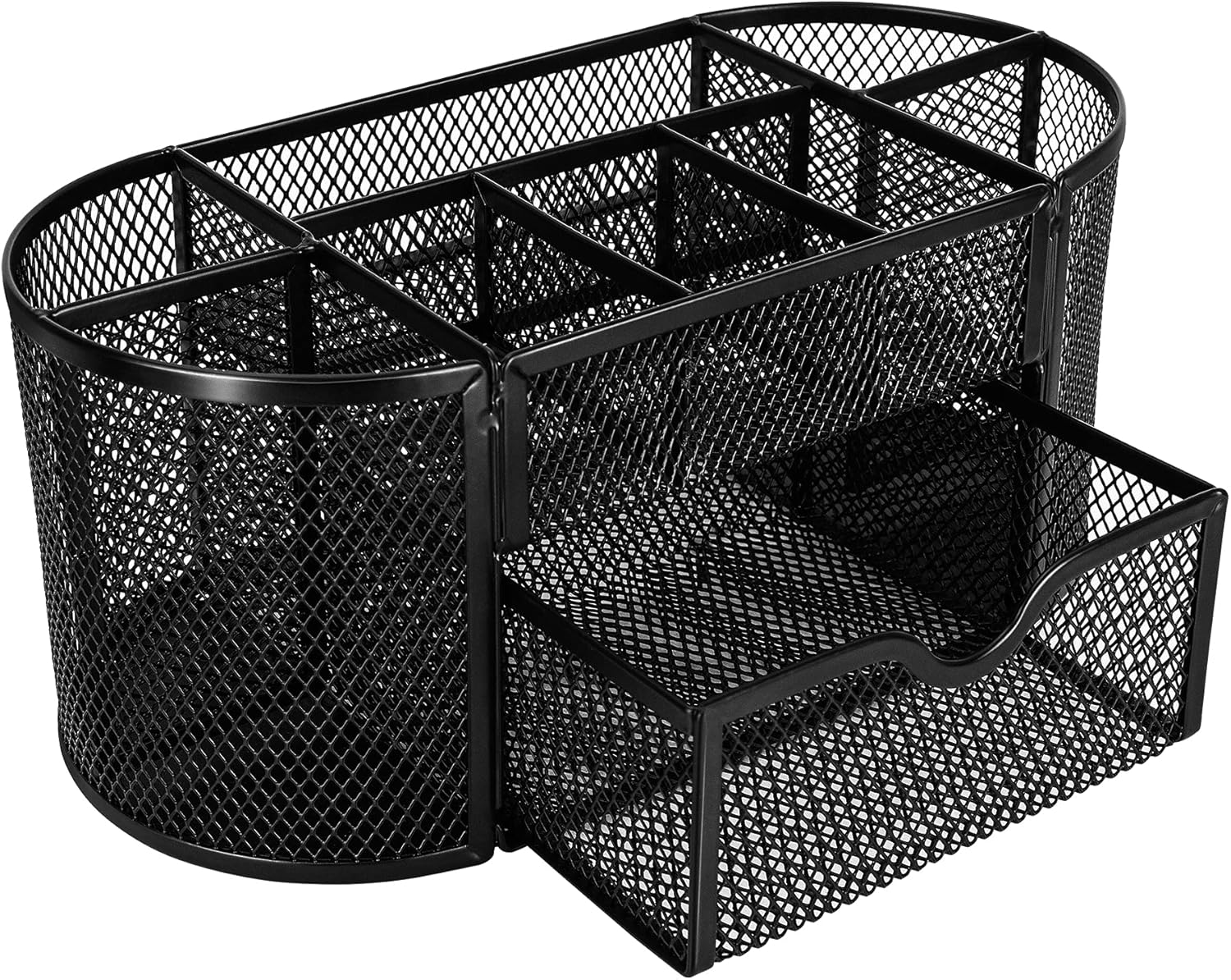 Black Mesh Desk Organizer with Drawer - Image 2
